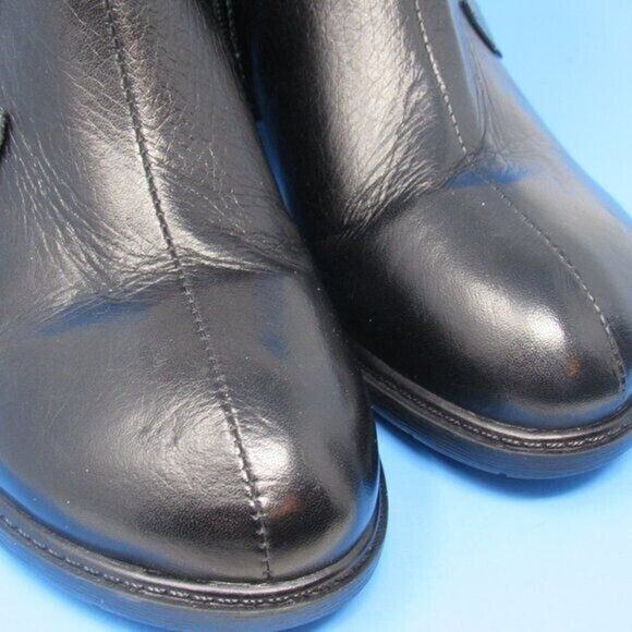 Socofy Womens shoes Size 37 6.5 Leather Ankle Booties Flower Black BOOTS - Picture 4 of 10